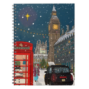 Carnet Ville de Noël de Londres d'inspiration rétro