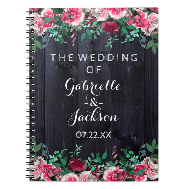 Carnet Vin Blush & Marine Bois Bourgogne Wedding planner (Devant)