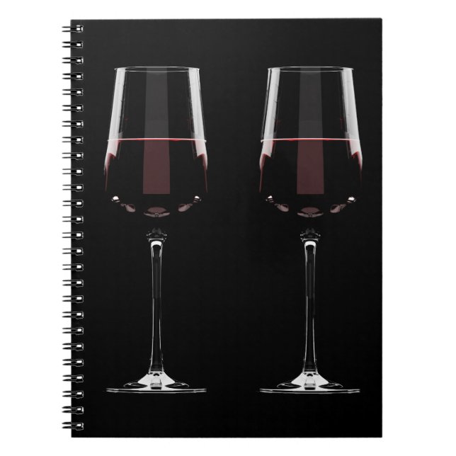 Carnet Vins avec vin rouge sur noir (Devant)