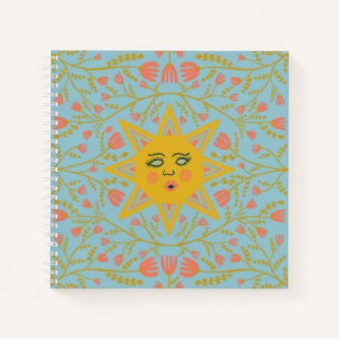 Carnet Vins soleil et fleurs Motif bleu