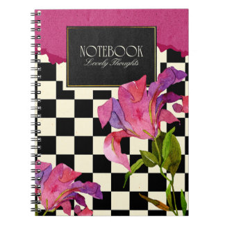 Carnet vintage À damiers Floral - Cottage Core