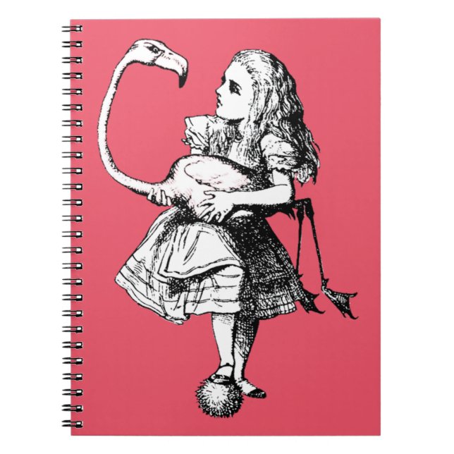 Carnet Vintage Alice au Flamant rose Wonderland (Devant)