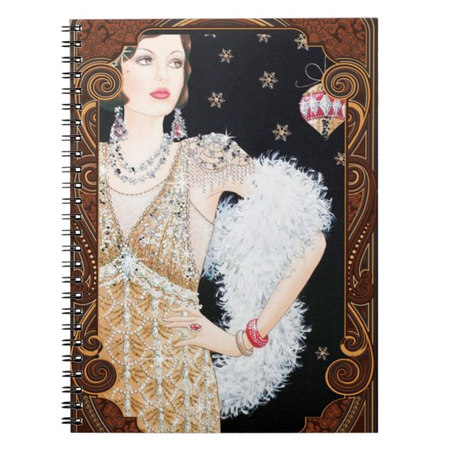 Carnet Vintage Art déco Lady Christmas (Devant)