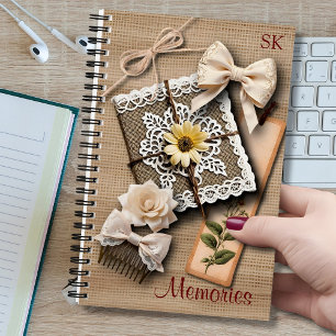 Carnet Vintage Chic Shabby et Bows sur Hessian Memories