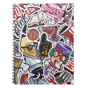 Carnet Vintage collège coloré sans couture motif avec ven