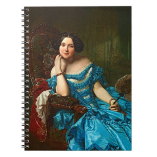 Carnet Vintage Dame Élégante En Robe Vert Bleu