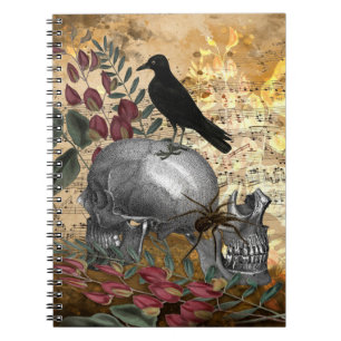 Carnet Vintage d'araignée crânienne du corbeau