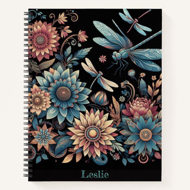 Carnet vintage de spirale de libellule (Devant)