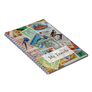 Carnet vintage de voyage de timbres d'île