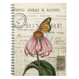Carnet vintage du journal de tournesol papillon Mo