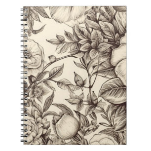 Carnet Vintage Floral Sepia Motif (2)