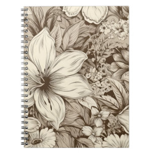 Carnet Vintage Floral Sepia Motif (3)