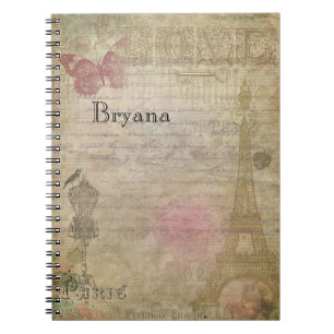 Carnet Vintage Glam Paris Shabby Chic Custom