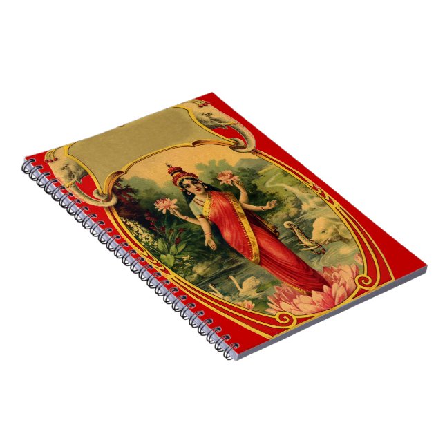 Carnet Vintage Lotus Fleur Déesse hindoue Lakshmi (Côté Droit)