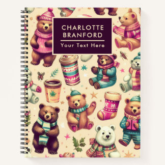 Carnet Vintage mignon hiver Teddy Bear Motif