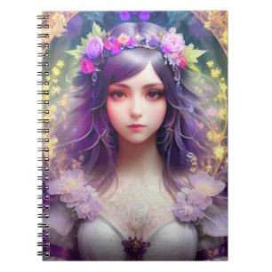 Carnet Vintage Mucha Style Belle femme Portrait