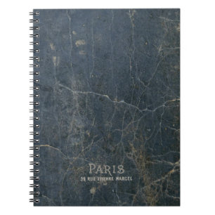 Carnet Vintage Paris Cracked Blue Leather Look Français