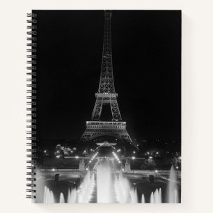 Carnet Vintage Paris Fontains Tour Eiffel nuit Dart Boa