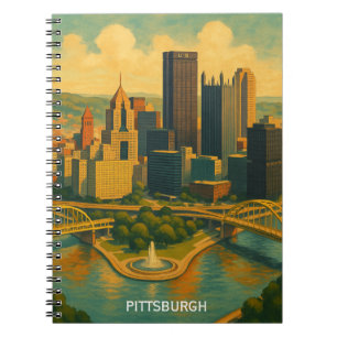 Carnet Vintage Pittsburgh Pennsylvania Skyline