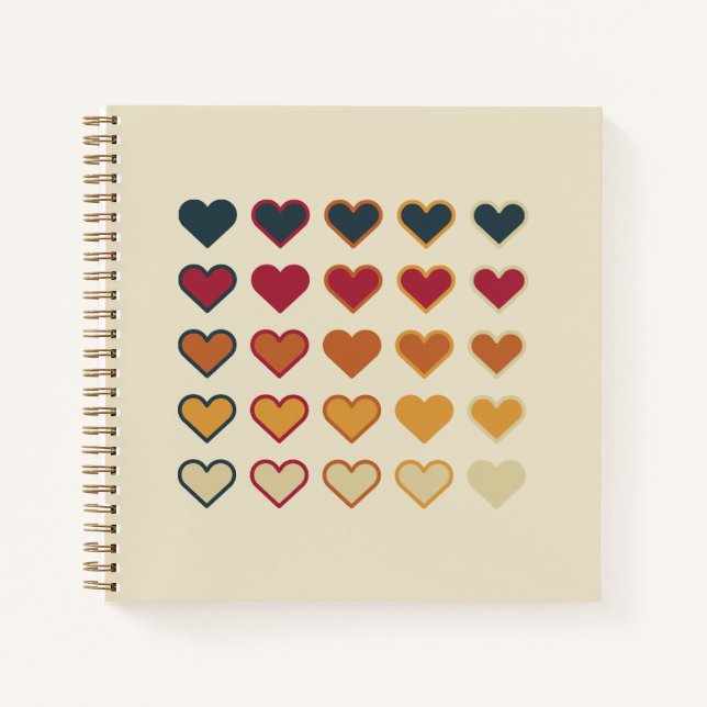 Carnet Vintage Retro Heart Pattern (Devant)