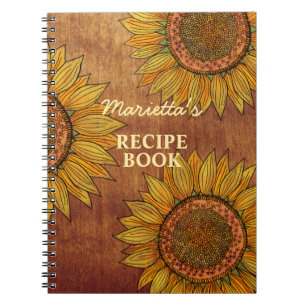 Carnet Vintage Rustique Tournesol mignonne Recette person