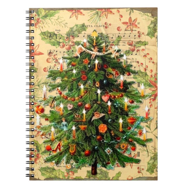 Carnet Vintage sapin de Noël motif rustique rétro (Devant)