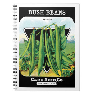 Carnet Vintage Seed Packet Étiquette Art, Bush Bean Légum