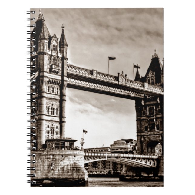 Carnet Vintage Sepia London Tower Bridge (Devant)