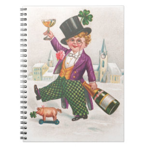 Carnet Vintage St Patricks Day Shamrock Champagne