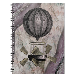 Carnet Vintage Steampunk Glam Purple Airship