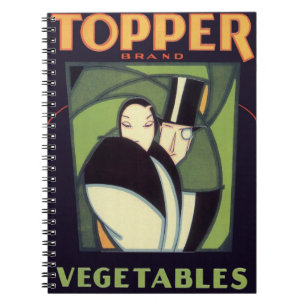 Carnet Vintage Vegetable Topper Label, Art Deco Romance