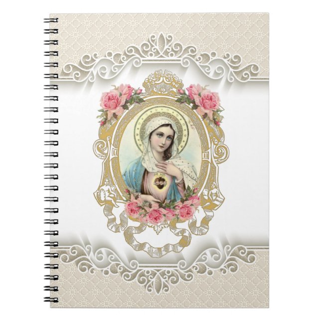 Carnet Vintage Vierge Marie Roses (Devant)