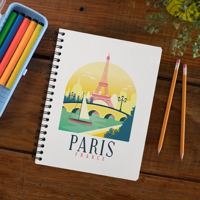 Carnet Vintage voyage Paris France (Paris France retro vintage travel notebook)