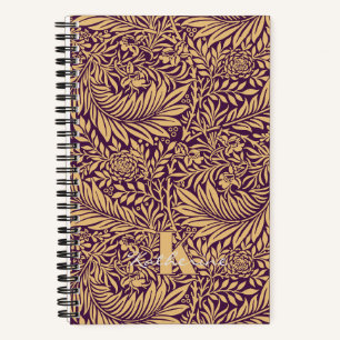 Carnet Vintage William Morris Larkspur Motif Monogramme