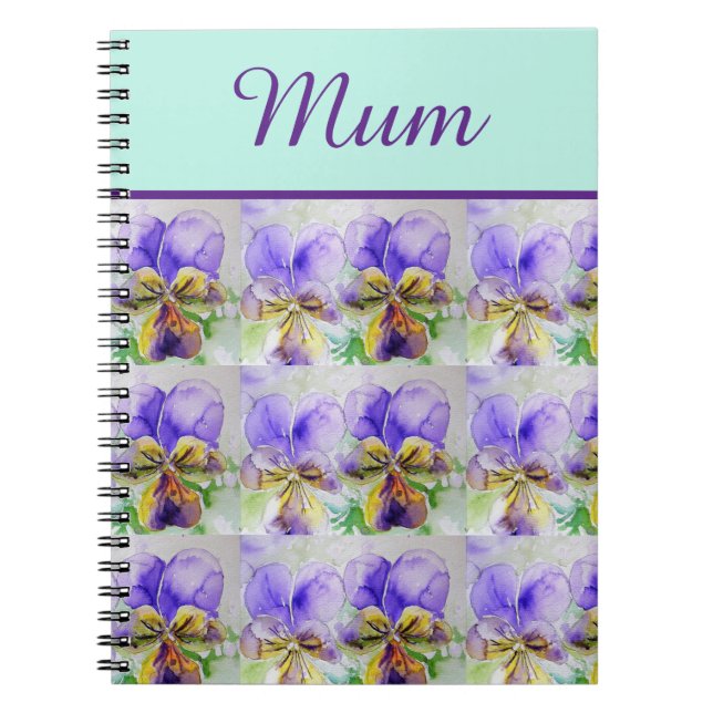Carnet Viola Flower Aqua Frappe florale Fête des mères (Devant)