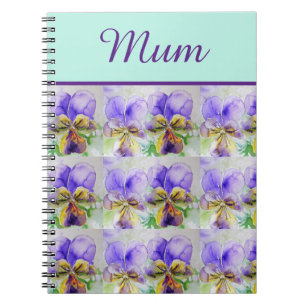 Carnet Viola Flower Aqua Stripe floral Mum Mothers Day