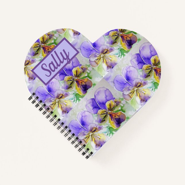 Carnet Viola Violet Fleur Joli Violas Aquarelle Art (Devant)