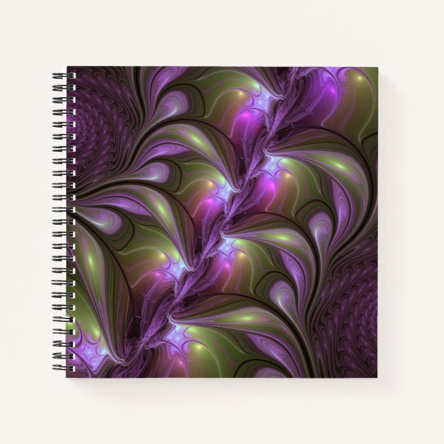 Carnet Violet Abstrait violet violet kaki fractal (Devant)