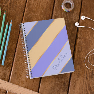 Carnet Violet Bleu Violet Jaune Or Personnalisé Rayure