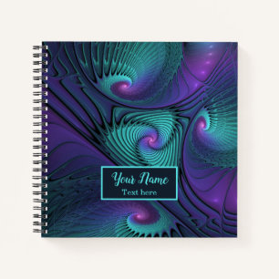Carnet Violet et Turquoise, moderne abstrait Nom fractal
