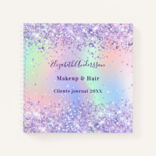 Carnet Violet lavande nom holographique d'entreprise