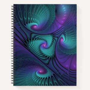 Carnet Violet Rencontre Turquoise Moderne Art Fractal Abs
