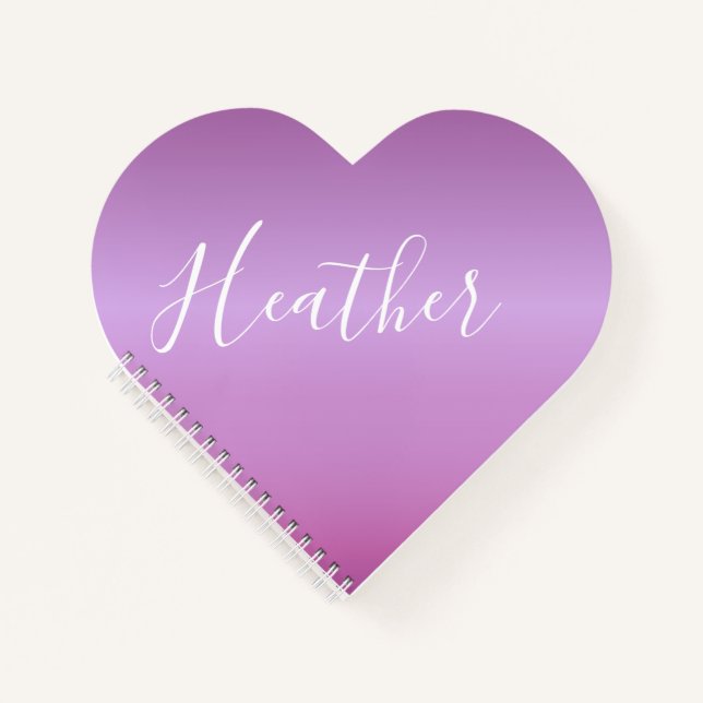 Carnet Violet violet et script blanc personnalisé (Devant)