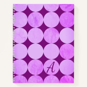 Carnet Violet, Violet Magenta et Cercles roses Monogramme