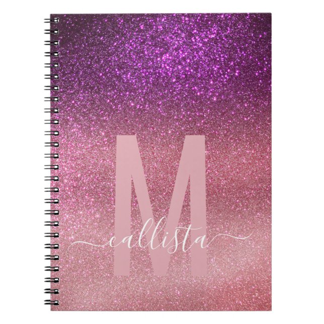 Carnet Violet violet rose triple Parties scintillant Ombr (Devant)
