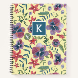 Carnet Violettes mignonnes sur monogramme d'impression to