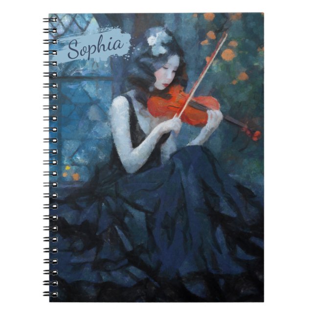 Carnet Violoniste gothique Imaginaire foncé dans le jardi (Devant)