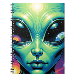 Carnet Visage Alien avec des planètes Réflexions dans les