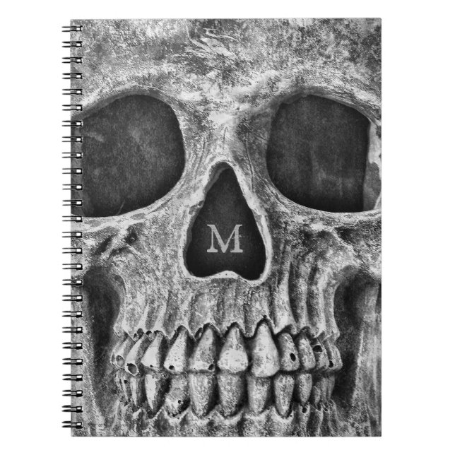 Carnet Visage crâne Gothique Noir Blanc Cool Macabre (Devant)