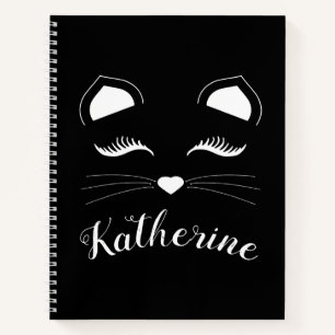 Carnet Visage de chat noir et blanc